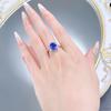 2025 S925 Silver Blue Flower Oval Ring - European & American Style