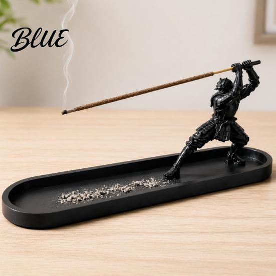 Incense Burner Tray Zen Samurai Ornament Swords for Desk with Ash Style Holder Minimalist Catcher Home Office Decor