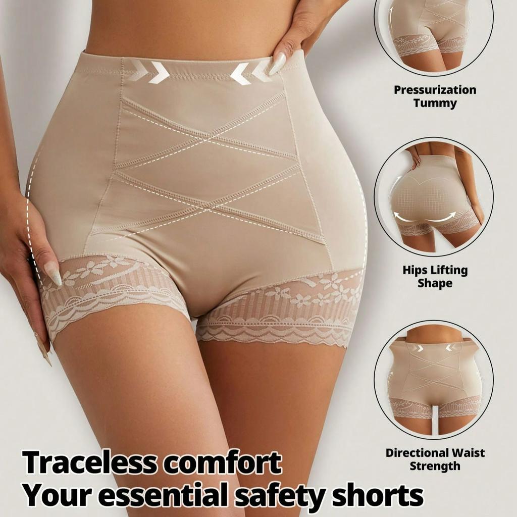 Pantaloncini di sicurezza in pizzo con controllo della pancia a vita alta da donna, mutandine modellanti post-parto, slip boxer sotto le gonne, biancheria intima, shapewear anti-arrotolamento