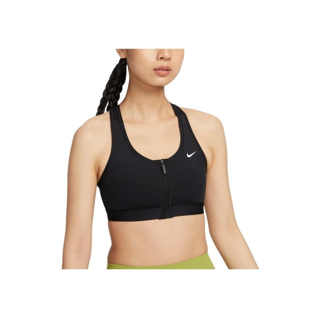 Nike Swoosh Medium Support Dri-Fit Sports Bra With Front Zipper Women Sports Bra Black FN2732-010