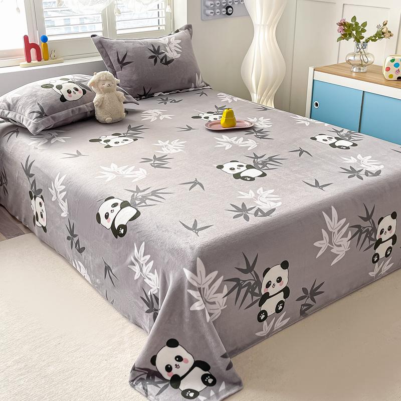 Cartoon Style Bedsheet Velvet Bed Linen Skin-friendly Flat Sheet Warm Bed Sheet for Winter Home Sheets Sabanas (No Pillowcase)