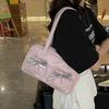 Simple Bow Women Bowling Shoulder Bags Thread Design Commuter Ladies Handbags Tote Solid Color College Style Girls Underarm Bag