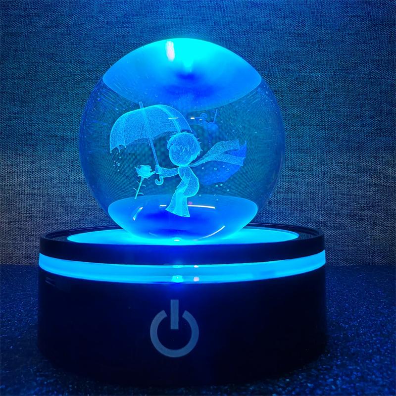 Solar System 3d kristallkula Kristallklot Laser snidad kristallkula med kulstativ Dekorativa planetsfärer Galaxy Födelsedagspresentprydnader