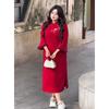 Fat MM New Chinese Literary and Retro Dress Women's Winter New Long-sleeved Fashion Cheongsam