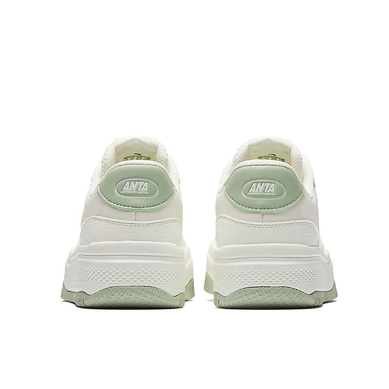 Anta Street Fun 2 Trendy Casual Slip Resistant Wear Resistant Lightweight Increased Height Low Top Skate Shoes Women sneaker White Green 922618077F-11