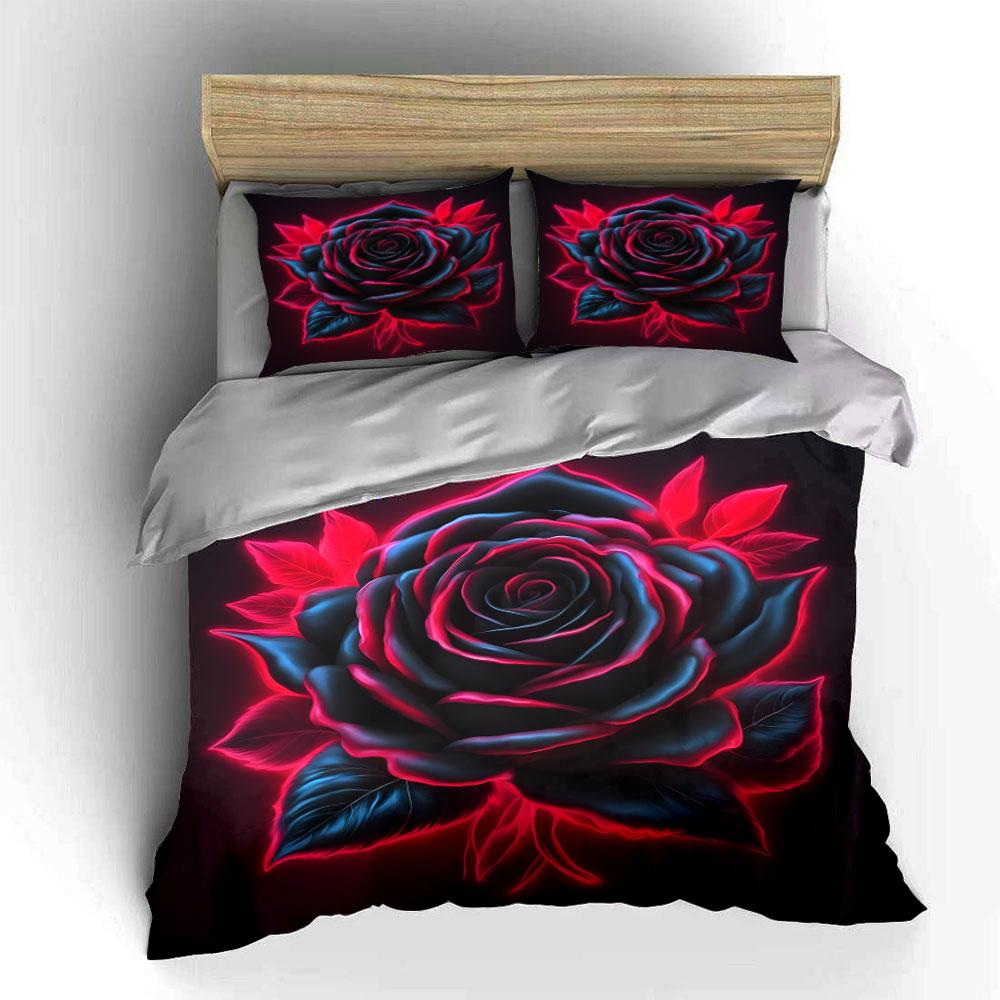 Elegant Rose Design Gift Set Kid'S And Adults' Bedroom Decor, Exquisite Three-Piece Bedding Set Gift