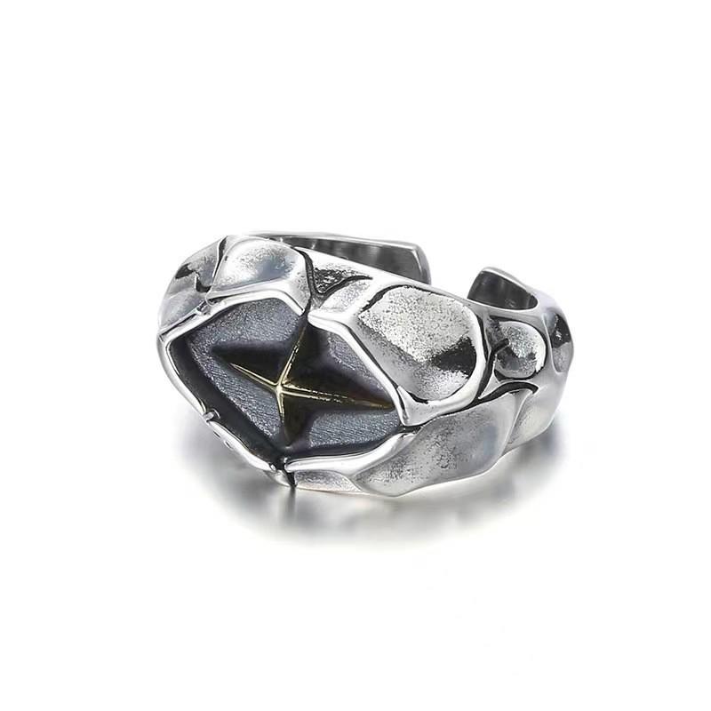 

Кольцо в стиле ретро с растрескивающейся звездой для мужчин, серебряное, панк-готическое, регулируемое, открытое, ручная работа, рок, унисекс, ювелирные изделия, аксессуары, подарок для мужчин Adjustable