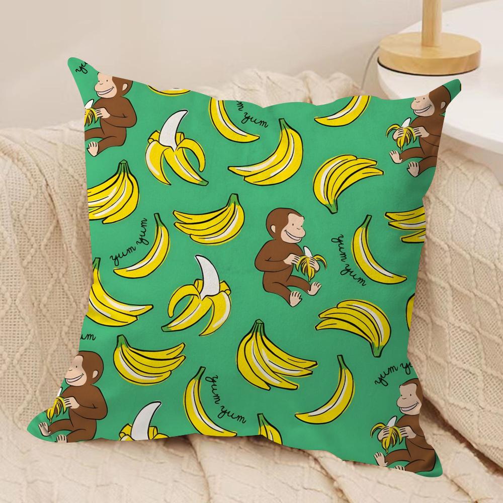 GeorgeThe Curious Monkey Cushion Cover Soft Plush Fabric DoubleSided Printed Sofa Cushion Cover for All Seasons Home Decor Gift