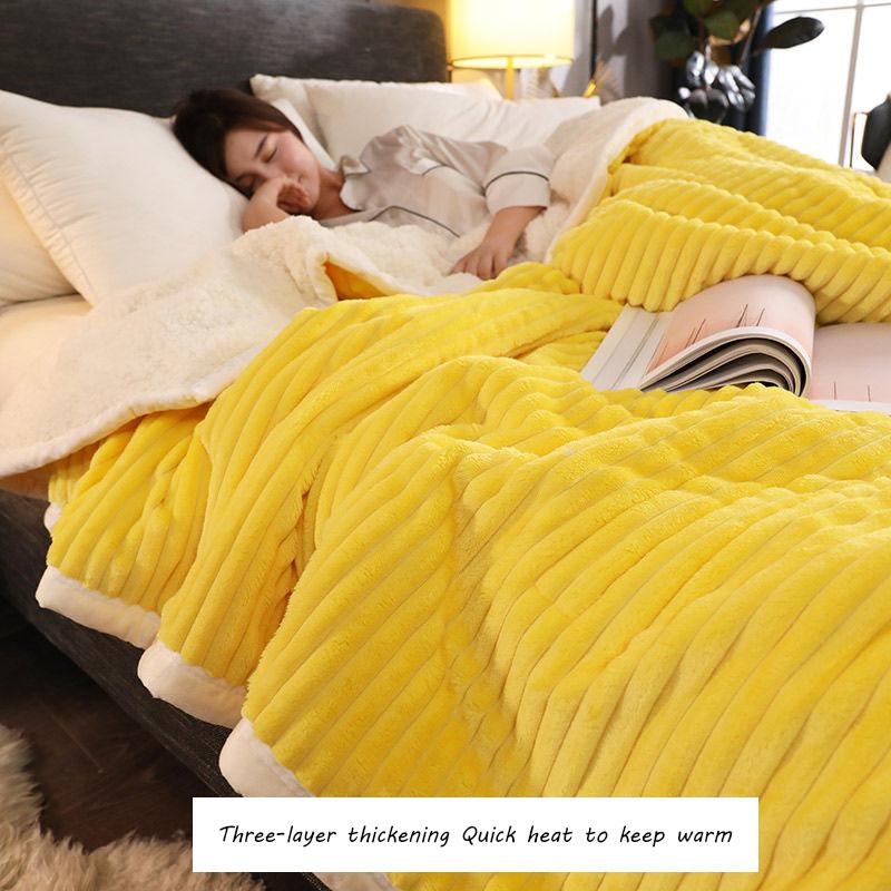 Warm Blanket Winter Magic Fleece Threelayer Thick Blanket Quilt Warm Coral Fleece Blanket Sofa