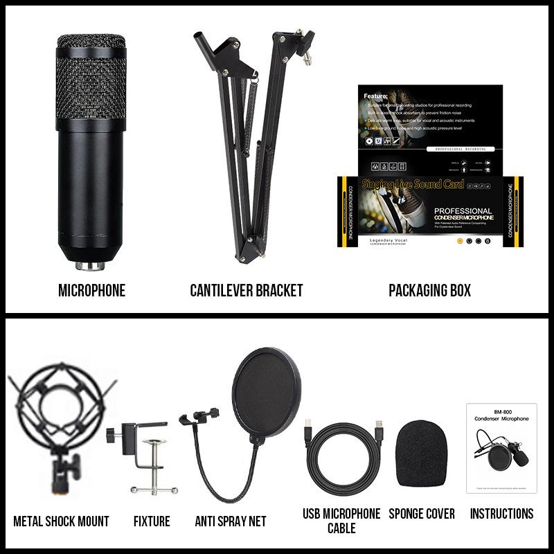 BM800 USB Condenser Microphone for Live Streaming, Mobile, and PC - Ideal for Network Anchoring and K-Song Recording