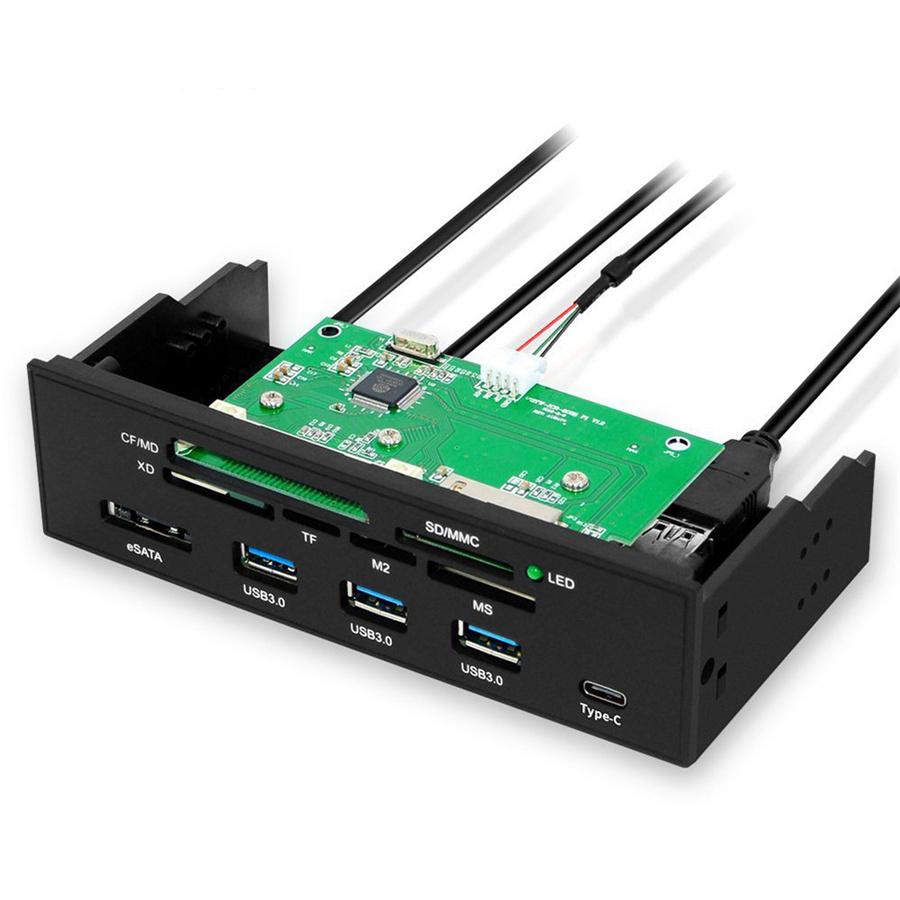 5.25" PC Computer Front Panel with USB 3.0 Hub Card Reader USB 3.1 & eSATA Port
