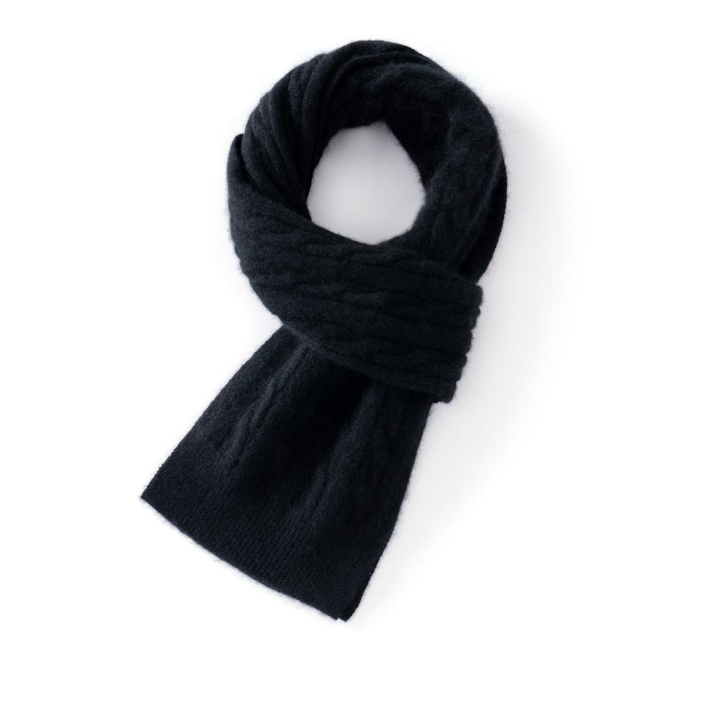 Women's 100% Cashmere Knitted Cable Scarf Solid Color Windproof Neck Face Protection Soft Outdoor Skateboard Hiking For Ladies