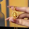 Vintage Rhinestone Rotatable Gourd Necklace - Trendy Vietnam Court Style, Gold Pendant, Long-Lasting Color Jewelry