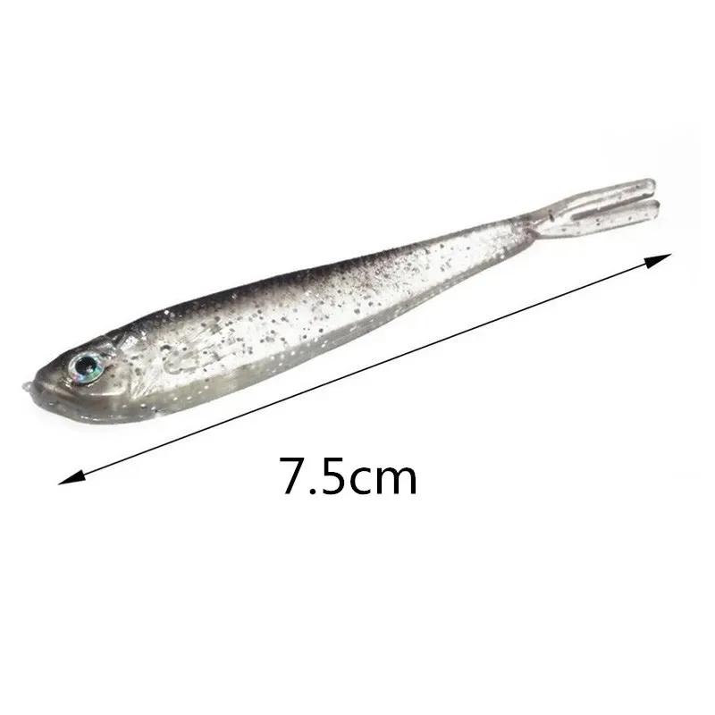 Soft Bait Fish Swimbait Fork Tail with Hook& Without Hooks Fishing Lure Artificial Silicone Bait Fishing Tackle Goods