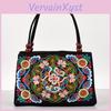 Small Fashion National Women Handbags Floral Embroidered Lady Tophandle Bags Singlelayer Beading Falp Carrier