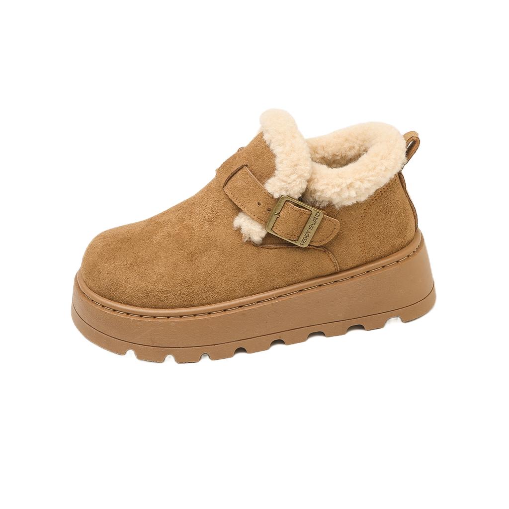 Dámské sněhule na platformě z umělého semiše podzim zima zateplené plyšové kotníkové boty mujer protiskluzová silná podrážka bavlnou polstrované boty 40