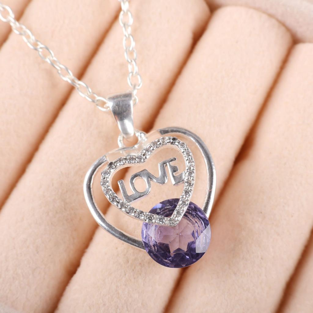 Iolite Gemstone 925 Sterling Silver Jewelry Zircon Pendant Gift For Girlfriend CZP-3-10