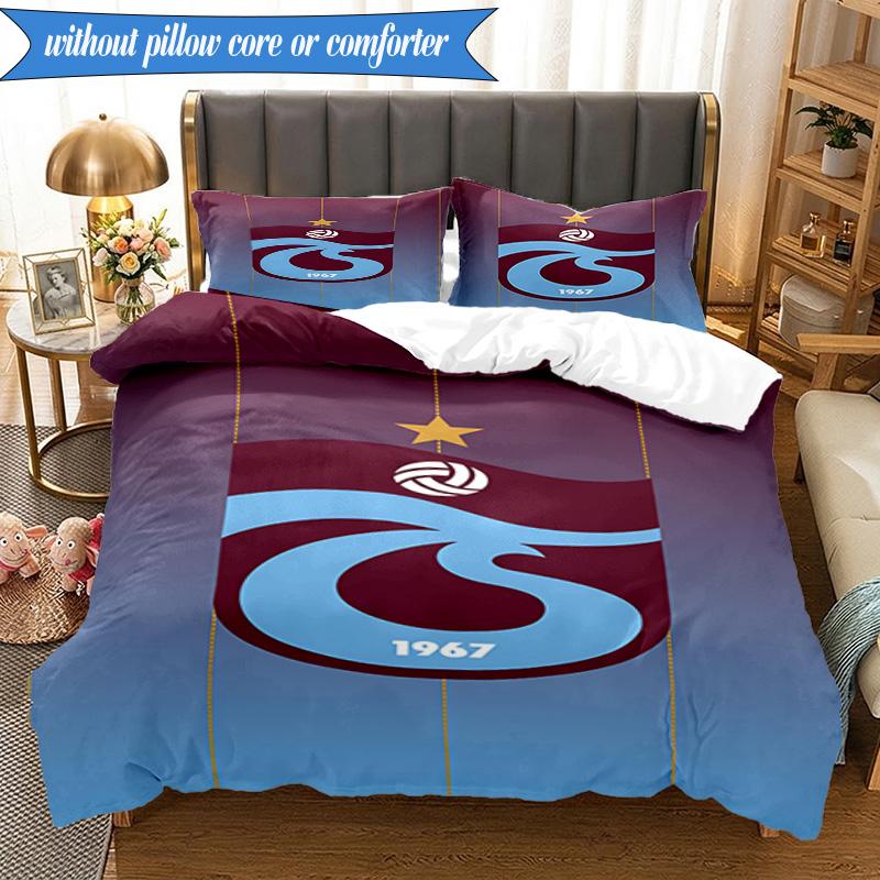 3PCS Trabzonspor Crest Emblem Bedding Set 2D Printing (Includes 1 Duvet Cover + 2 Pillowcases Coreless), Bedroom decor,Fan gift