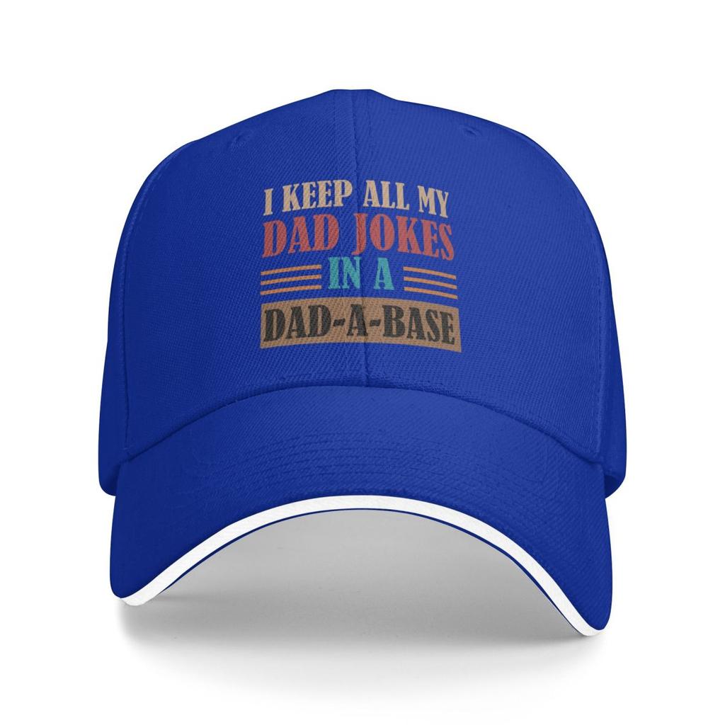 Baseball Caps Funny I Keep All My Dad Jokes In A Dad-A-Base Graphic Unisex Sport Spring Caps