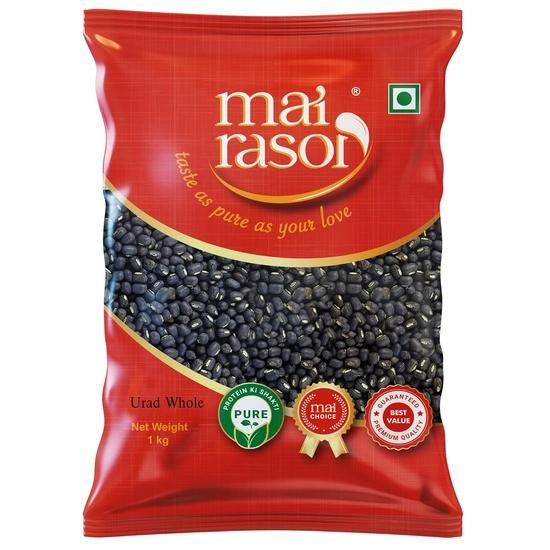 MAI RASOI Black/Kali Urad Whole/Sabut Unpolished 1Kg Pouch