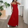 Women Cami Top Dress Two Piece Set Summer Solid Color Wide Strap Long Dress Camisole Casual Ankle Length Sleeveless Midi Dress