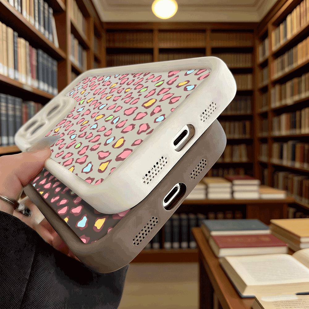 Pastel Leopard Print Pattern Soft TPU Phone Case for iPhone 17 16 15 14 13 12 11 Pro Max Plus Shockproof Anti-Slip Cover
