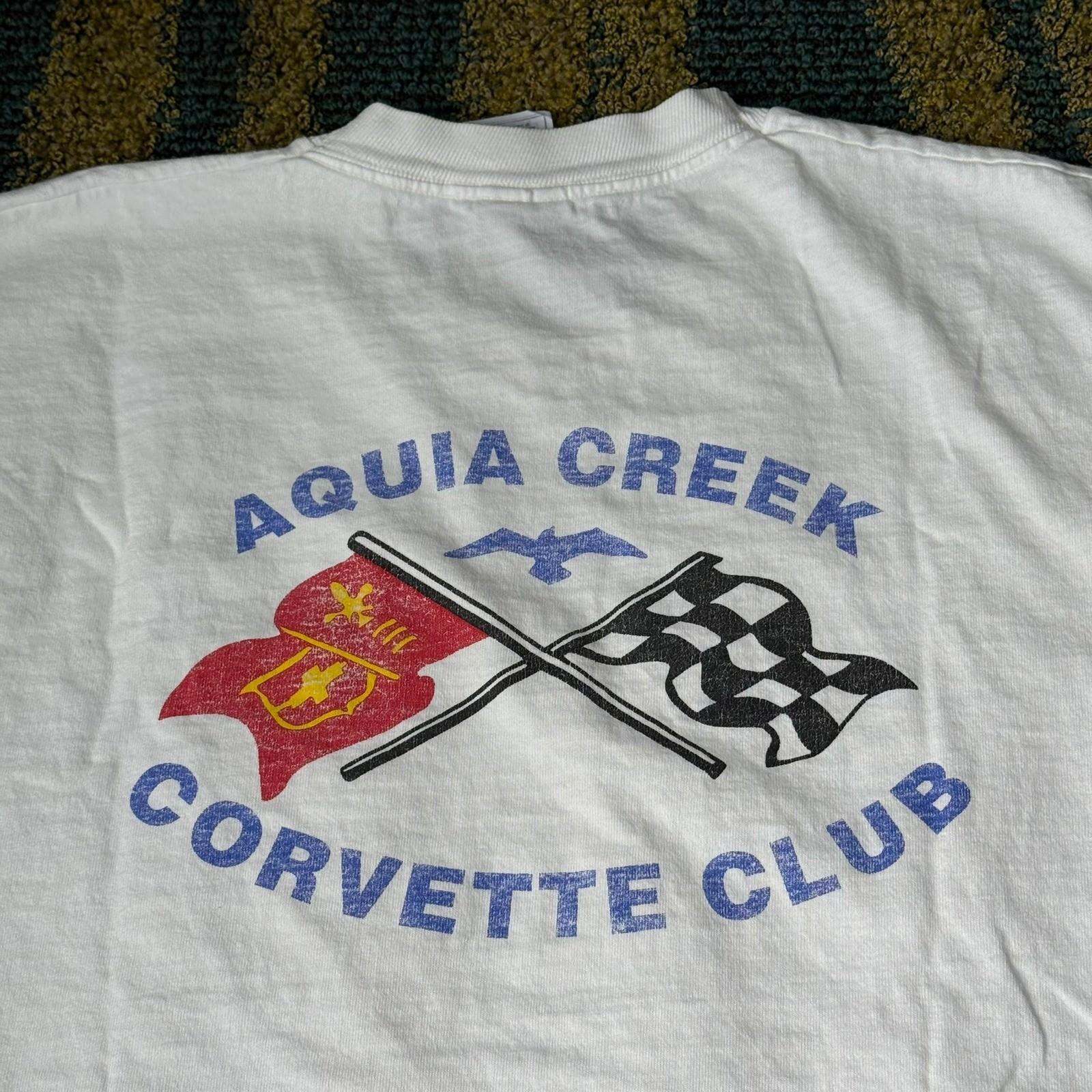 Vintage Corvette Club Aquia Creek White Graphic T Shirt Large Virginia M
