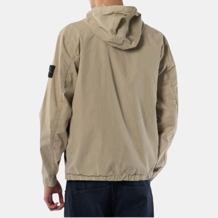 STONE ISLAND Solid Color Logo Hooded Long Sleeve Jacket Men Jackets Beige 410009110-V009A