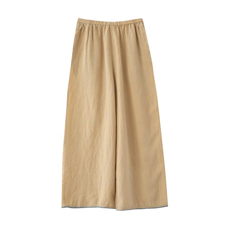 

Original Women s Casual 2026 Summer Linen Two-Tone Slimming Wide-Leg Pants L
