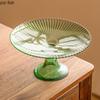 Skleněný tác na ovoce s vysokými nohami, kreativní vertikální pruhovaný talíř na dim sum, talíř na cukrovinky, dezertní miska, restaurace, speciální nádobí