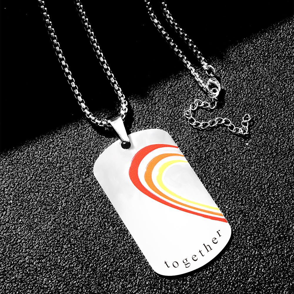 Rainbow Love Tag Jewelry New Stainless Steel Couple Love Pendant Necklace Jewelry