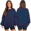 Women's Fashion Long Sleeve Print Round Neck Loose Pullover Sweater Top