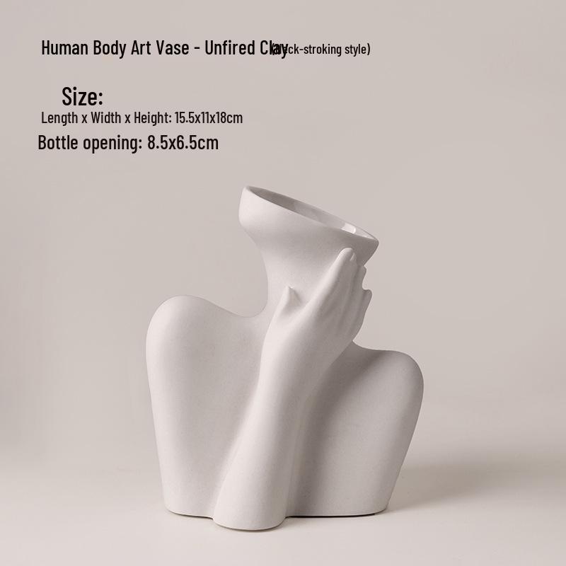 High-End Wabi-Sabi Ceramic Humanoid Vase for Living Room Decor