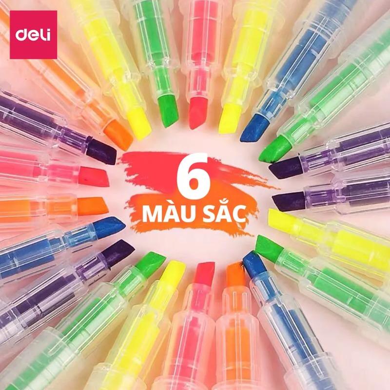 DELI Dual Tip Highlighter 3Pcs/Bag 6 Colors Double Headed Highlight Marker Pen Stationery