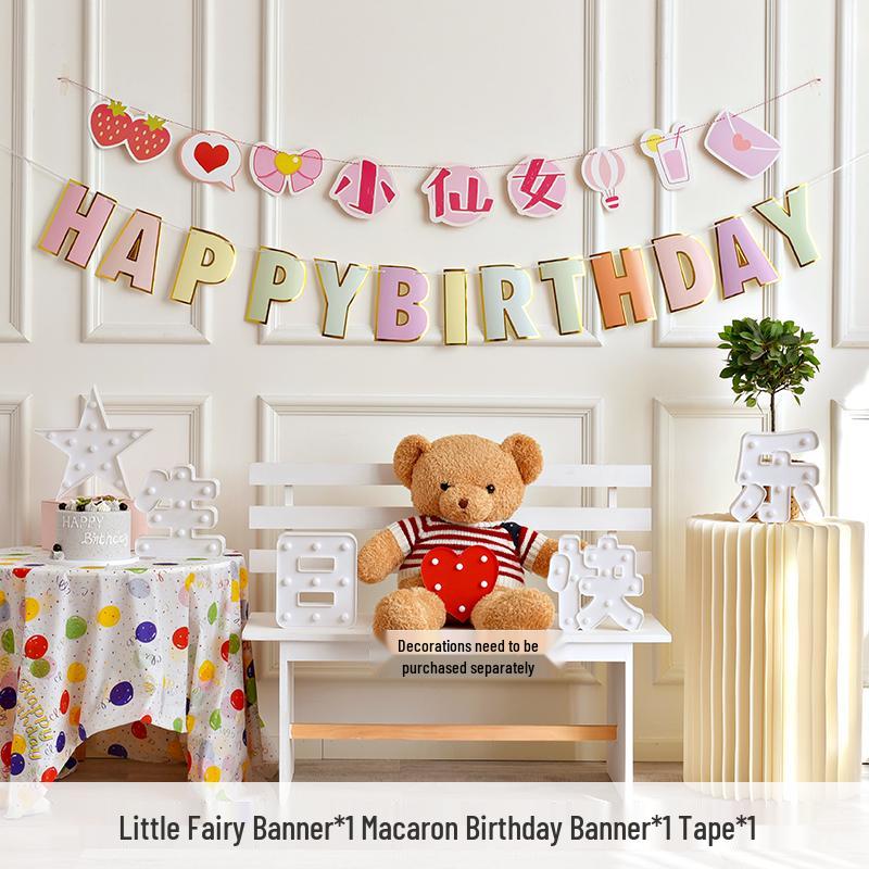 Alles Gute zum Geburtstag Girlande für Mädchen - Partybanner mit Blumendekorationen