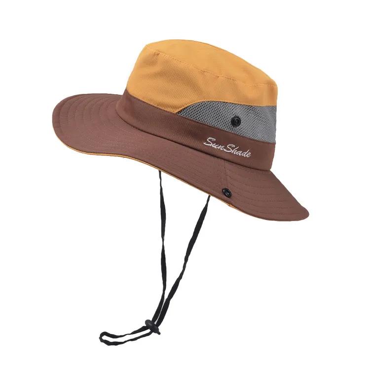6-8 Years Child-Parent Summer Outdoor Ponytail Bucket Hat Girls Sun Hats Female Breathable Beach Fisherman Hat Panama For Women