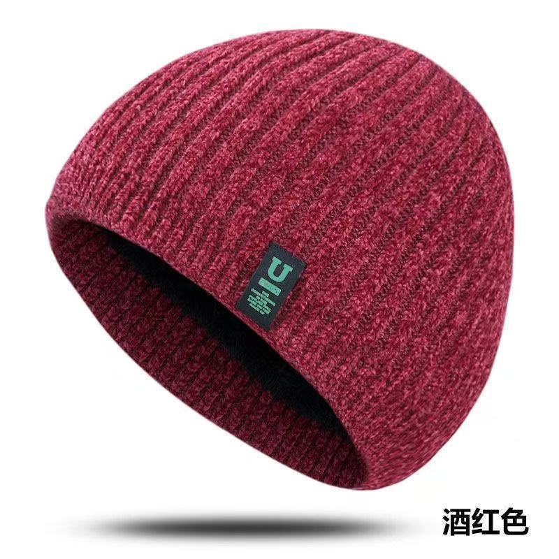 Men's Autumn and Winter Versatile Warm Plush Wool Hat, Men's and Women's Outdoor Cycling Ear Protection and Cold Protection Pullover Hat Ice
