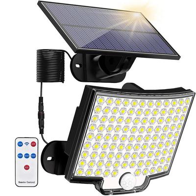Solární venkovní světlomet 106 LED Solární světlo pro zabezpečení s pohybovým senzorem a dálkovým ovládáním IP65 Vodotěsné 220° Široký úhel 4 režimy Nástěnné svítidlo