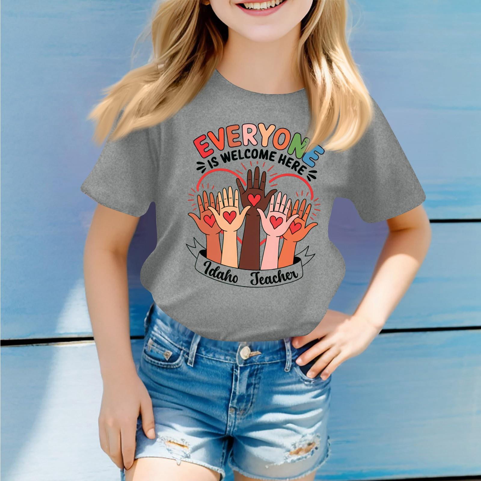 

Детская повседневная футболка с круглым вырезом и короткими рукавами с принтом 100