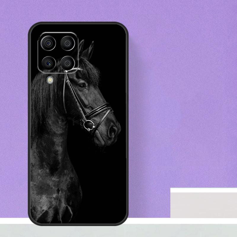 Black White Horse For Samsung Galaxy M12 M32 M52 M14 M34 M54 M21 M51 M31 M30s M20 M15 M55 M13 M33 M53 Case