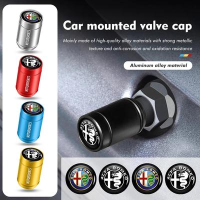 4Pcs For Car Wheel Tire Valve Cap Protection Cover Auto Accessories Giulietta GT 159 147 156 Mito Brera Giulia Spider
