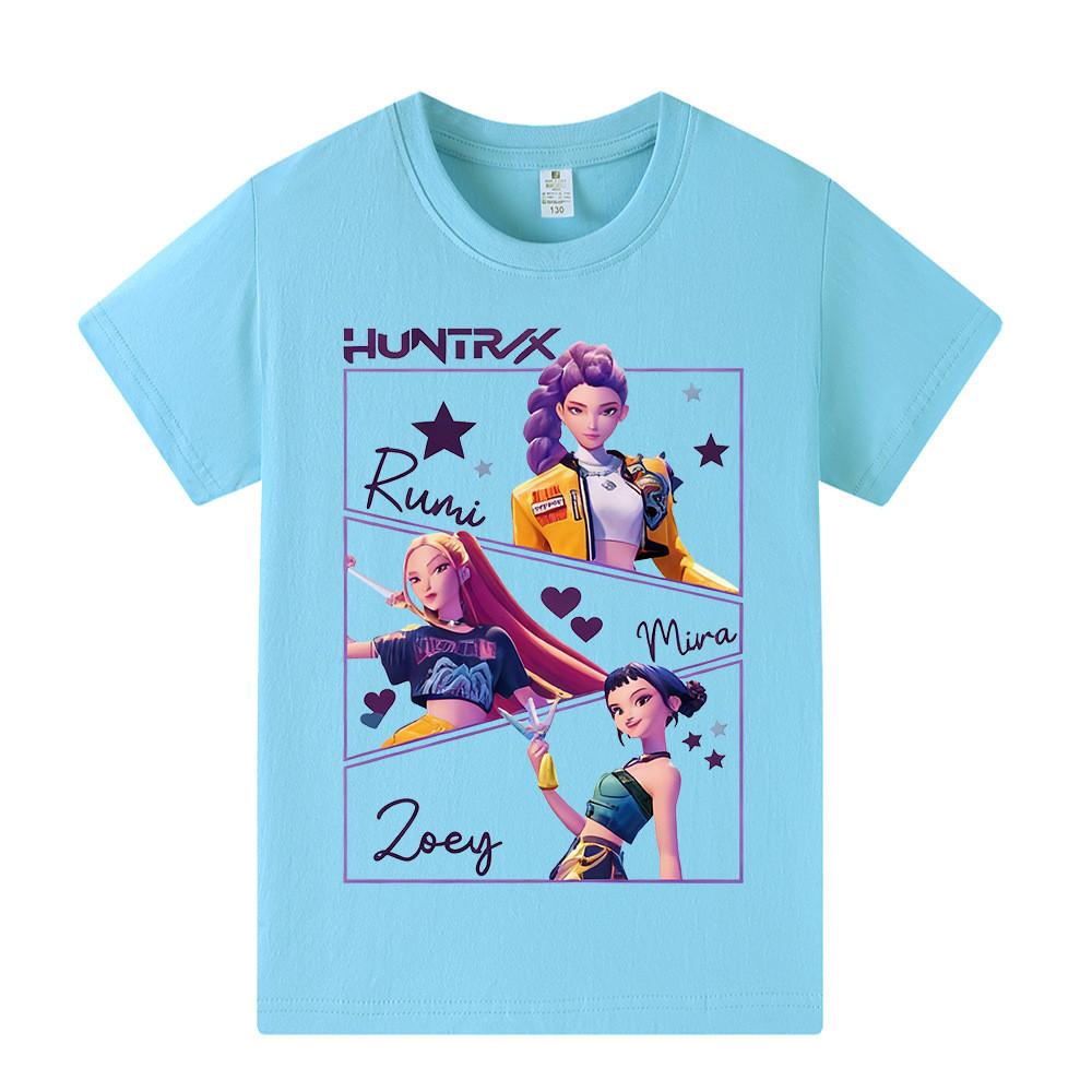 A1241 Kinder Jungen Mädchen Kpop Rumi Zoey Mira Print Kurzarm T-Shirt