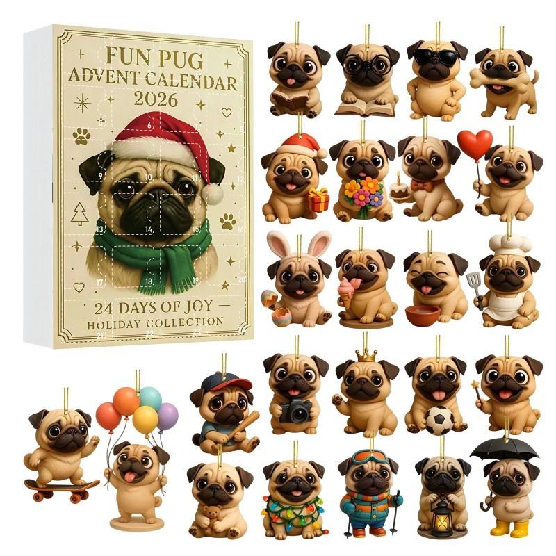 2026 Christmas Advent Calendar Blind Box Pet Series Acrylic Ornament Hanging Decor Tree