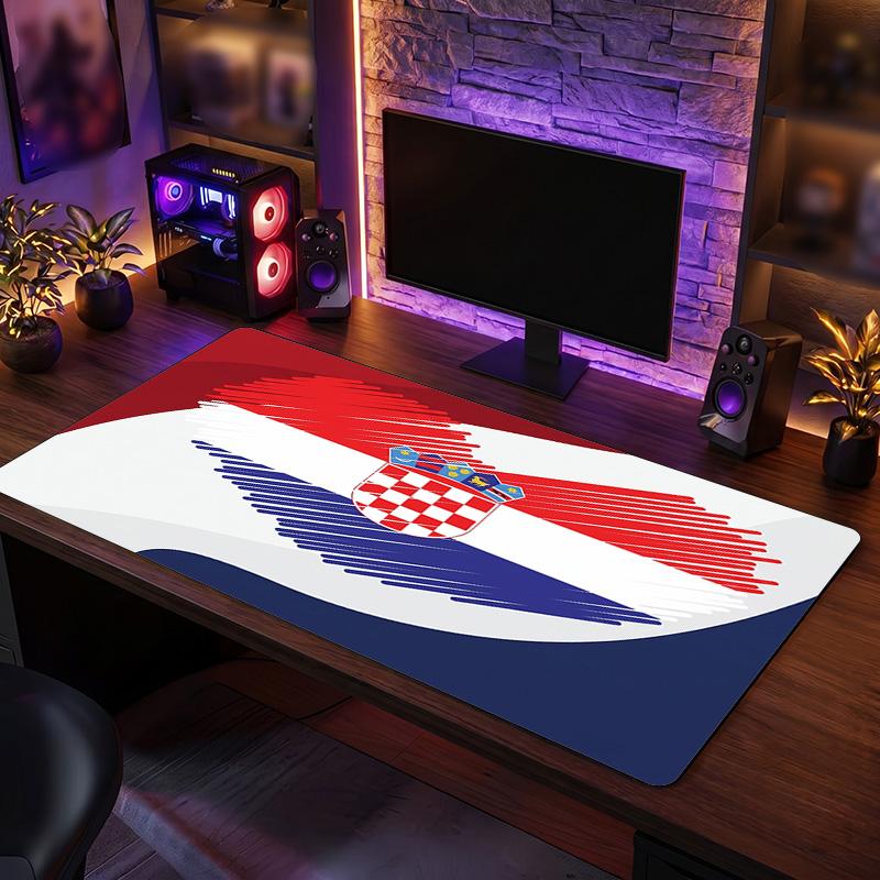 Croatia Football Crest Mouse Pad, Extended Non Slip Rubber Desk Mat for Gaming Office Laptop Fan Gift