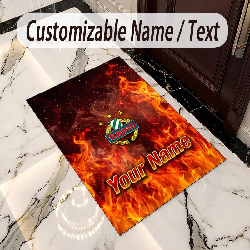 Crystal Velvet Rug Rapid Wien FC Print Custom Name Text Floor Mat Home Decor