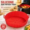 Baking Pan, Red Round Silicone 20 Cm Air Fryer Basket Liner with Fluted Sides and Handles for Home Baking and Roasting