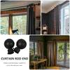 2 Pcs 28mm Window Curtain Rod End Black Unique Design Drapery Pole Drape Rod Finals Head Finials Fit for Home Office