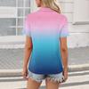 Women's Fashion Casual Lapel Short Sleeve Color Shirt Women's Up Tops