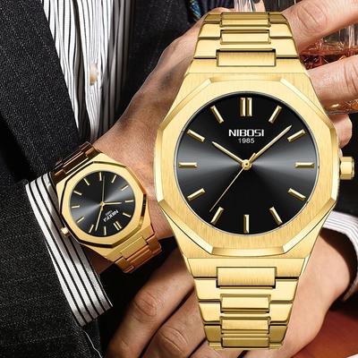 Fashion Mens Watches Top Brand Luxury Stainless Steel Gold Quartz Watch Men Sport Waterproof Clock