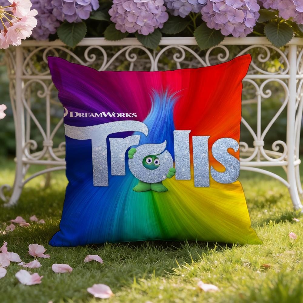 Anime T-TrollsS Cartoon Cushion Cover Home & Car Dual-Scene Pillow Cover: Reversible for Premium Comfort